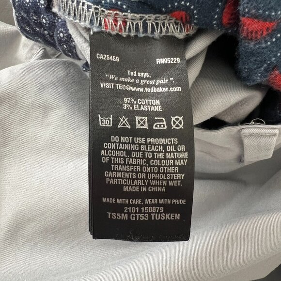 Men's Ted Baker Light Grey Cotton Blend Five Pocket Casual Chino Pants Size 38R - Picture 8 of 11
